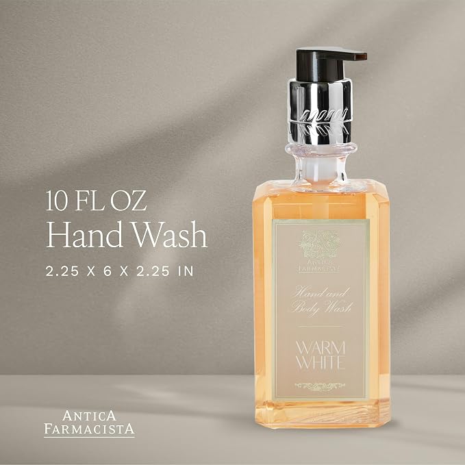 Antica Farmacista Hand & Body Wash - Luxury Nourishing & Hydrating Hand Cleansing Wash - Bath & Body Gift - Warm White, 10 fl oz