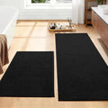 YIHOUSE Black Bathroom Rugs Sets 2 Piece, Quick Dry Thin Bath Mat, Non Slip Absorbent Machine Washable, Bath Runner Rug for Bathtub Sink Home Decor (17"x24" + 17"x47")