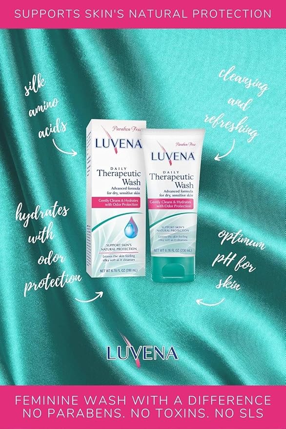LUVENA Feminine Wash for Women - Intimate Wash - Gentle pH Balanced Cleanser - Vitamin E, Paraben Free - Moisturizing Feminine Care - Odor Resistance - Sweet Pea Scented 6.76 oz