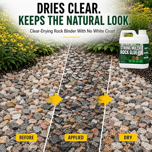 Oyevila Rock Glue for Landscaping, 1.32 Gallon Mulch Binder, Dries Clear | Dries Clear with No White Crust, Helping Mulch, Pea Gravel and Decorative Stone Keep a Clean, Natural Appearance.