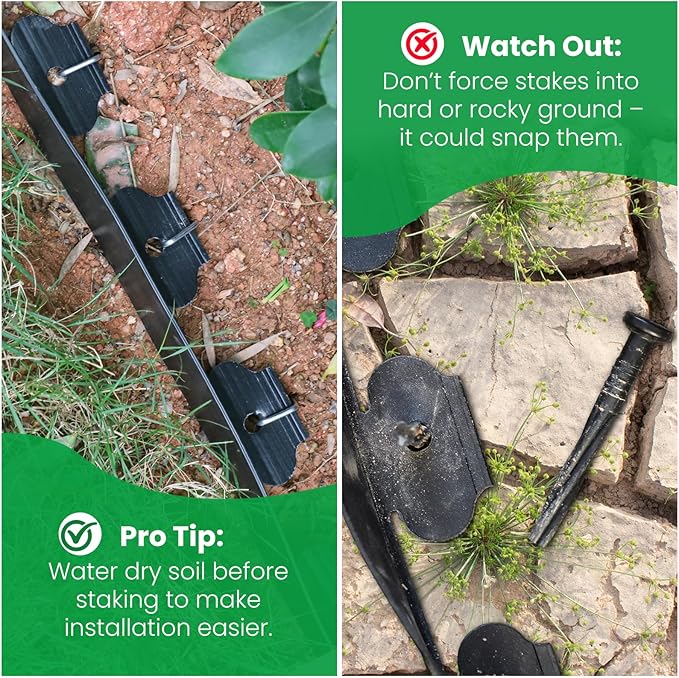MIXC Garden Edging Border, 100FT 4 Inch Tall Plastic Landscape Edging with 150 U-Shaped Metal Stakes, More Stable and Flexible Tool-Free Lawn Border for Yard, Flower Bed & Landscaping