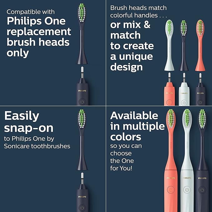 Philips Sonicare One Electric Toothbrush with Travel Case and 2pk Heads - Midnight Blue, HY100-01