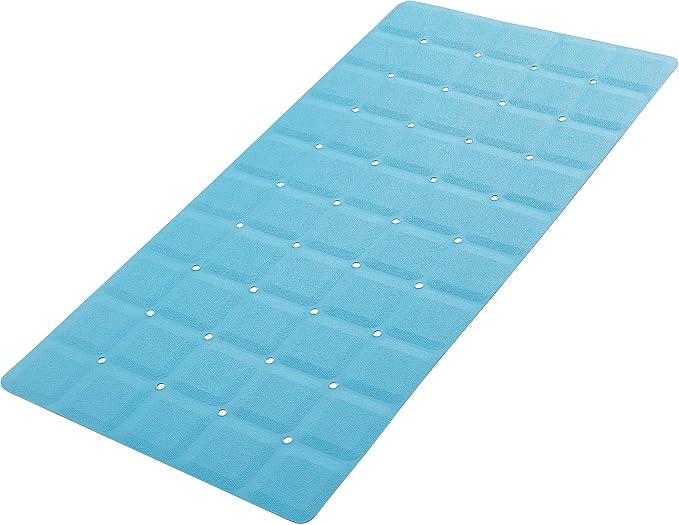 Webos Foldable Silicone Bathtub Mat: Jumbo Size Heavy Duty Safety Bath Mat for Tub Without Suction Cups Non Slip Bath & Shower Mat for Textured, Reglazed, Refinished Tub (Blue, 35.8 x 17.7)