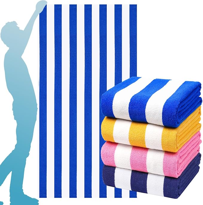 Genovega 4 Pack Father Gifts Extra Large Beach Towels 72x40 Inch, Oversized Soft Absorbent Towel Bath Towel Set, Ideal Summer Gift for Dad Girlfriend, Pool Water Park Cruise Vacation Essentials