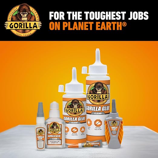 Gorilla Clear Glue, 5.75 Ounce Bottle (Pack of 2) - Crystal Clear, All Purpose, and Water Resistant