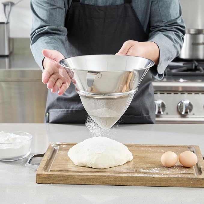 Restaurantware Chinois Strainer 1 Count 10.2" Stainless Steel Bouillon Cone with Extra Fine Mesh China Cap Strainer for Sauces, Stocks, Soups, Broths, Sifting, Sieving, Professional Kitchen Tools
