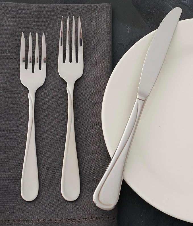 Oneida Silverware Set, Flight Everyday Flatware 6-Piece Dinner Fork Set, Service For 6, 18/0 Stainless Steel Dinner Forks, Rust Resistant, Dishwasher Safe, Home & Kitchen Utensils (Silver 6 Piece)
