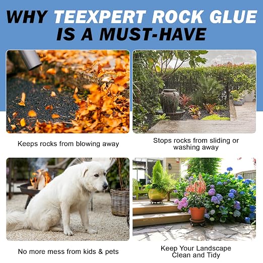 Teexpert Ready-to-Use Rock Glue for Landcaping - 2 Gallon Gravel Glue | No Mixing or Dilution Required, Strong Hold, Weather Resistant Against Rain and Wind, Water Permeable, Dries Clear Finish