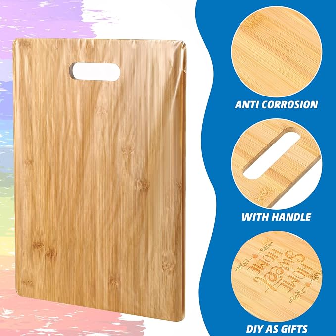 Vesici 18 Pack 14" x 11" Wood Cutting Boards with Handles Laser Engraving Bamboo Cutting Board Blanks Bulk Craft Boards for Wood Burning, Custom Engraving Gifts