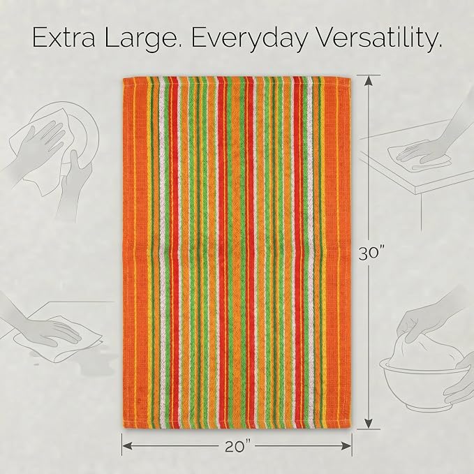 Urban Villa Kitchen Towels Cotton Dish Towels 20”x30” (Set of 6) Orange