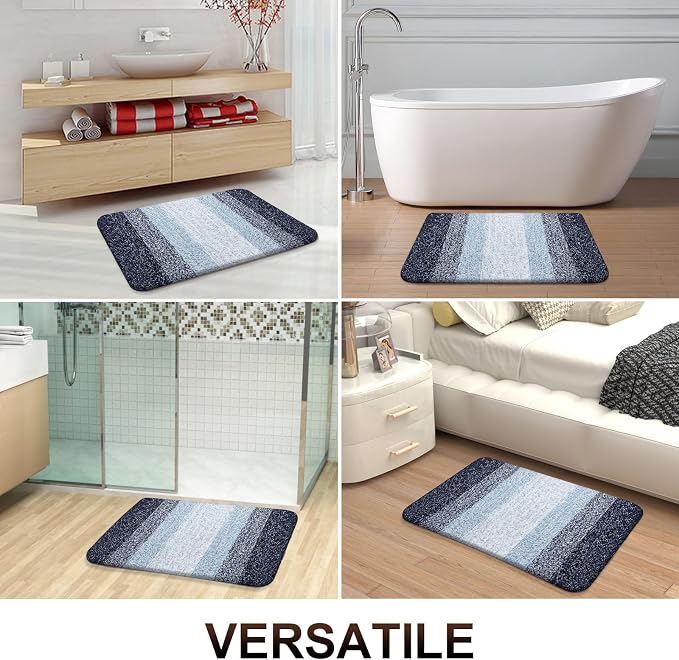 OLANLY Large Bathroom Rugs Mat 44x32, Extra Soft Absorbent Microfiber Bath Rugs, Rubber Backing, Quick Dry, Washable Bath Mats for Bathroom Floor, Tub and Shower, Home Decor Accessories, Navy Blue
