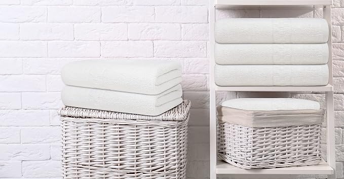 ZUPERIA 7-Pack White Bath Towels - 30" x 54" - Ultra Soft 100% Cotton Large Bath Towels- Highly Absorbent for Bathroom, Pool, Gym, Spa, and Hotel Use
