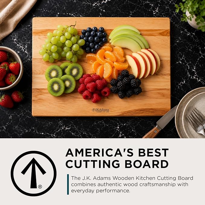 J.K. Adams 17"x14" Wooden Kitchen Cutting Board, Rectangular Chopping Block