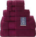 COZYART Bath Towel Set 6 PCS, Burgundy Luxury 100% Turkish Cotton 650GSM | Soft Absorbent Quick Dry, OEKO‑Tex 100 Cert. Zero Twist Ring Spun Cotton, Plush Fluffy, Breathable Hotel Quality Towels Set