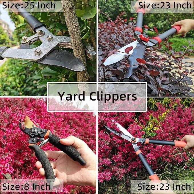 YRTSH Loppers Hedge Shears & Pruners Combo Set 3-Piece Hedge Clippers, Heavy Duty Tree & Shrub Care Kit for Yard, Lawn & Garden, Professional Branch Cutter Tree Trimmer for Indoor & Outdoor Gardening