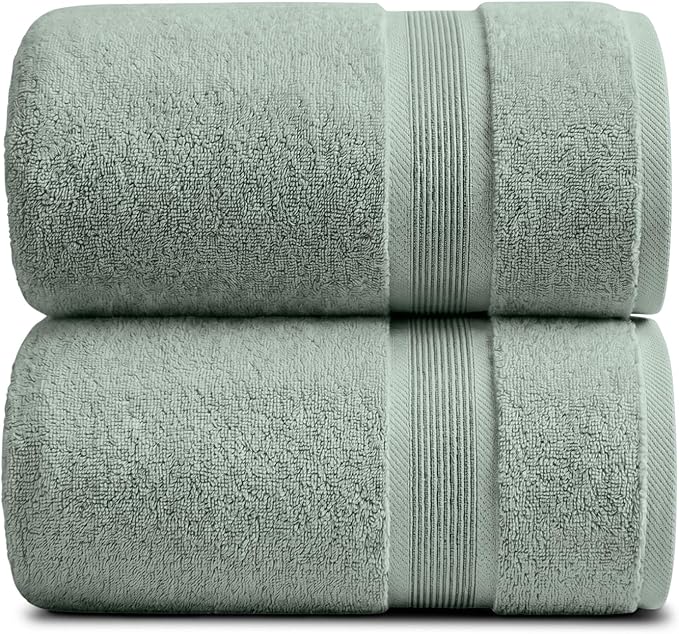 Luxury Bamboo Rayon Oversized Bath Towel Set | 2-Pack | Soft | Eucalyptus | 35% Bamboo Rayon - 65% Zero Twist Cotton | Absorbent Quick-Dry Towels for Bathroom | Ultra Soft | OEKO-TEX Standard 100