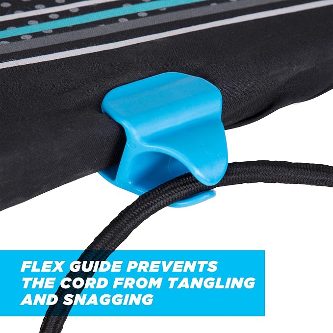 Minky Ergo Prozone Ironing Board | Made in UK | Dual Iron Rest, Heat Reflective Cover, Thick Felt Underlay - Freestanding Ironing Board with Large 48" x 15" Ironing Surface (Gunmetal and Blue)