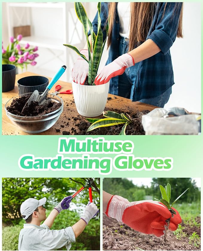 Irenare 24 Pairs Gardening Gloves Bulk for Women Ladies Breathable Rubber Coated Garden Glove for Yard Outdoor Work with Grip