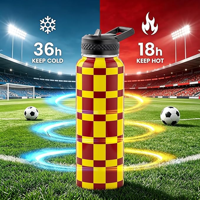 RAYMYLO 2026 Soccer Biggest Event Edition Insulated Water Bottle 40 oz, Nation Flag Design, Best Souvenir & Gift for World Soccer Lover, Vacuum Stainless Steel (Cold for 36Hrs), Leak Proof & Non-BPA