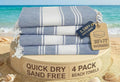LANE LINEN 4 Pack Pool & Beach Towels, Oversized, 39"x71" - Forever Blue | Compact & Vacuum-Packed - Long-Lasting & Fresh - Super Soft, Cotton-Rich Feel - 4 Pack Forever Blue - Beach Ready