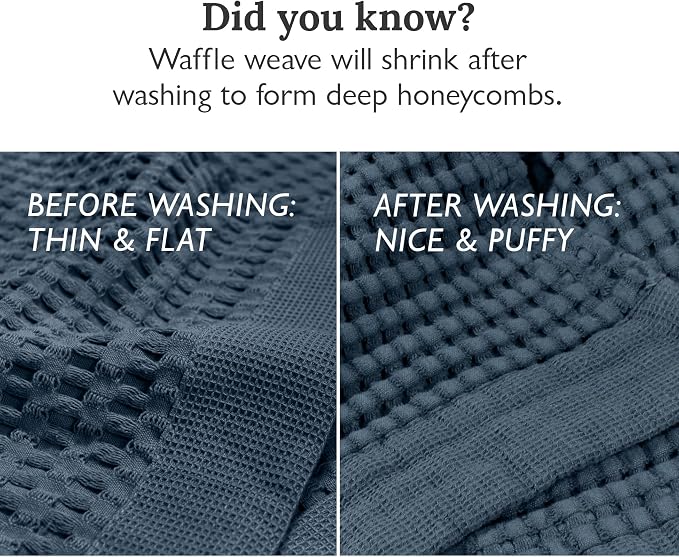 GILDEN TREE Waffle Towels for Bathroom Luxury 100% Cotton Bath Towels, Quick Dry Towel, Thin Super Absorbent Lint Free Shower Towels, Bath Towels Set of 2, Modern Style (Midnight Blue)