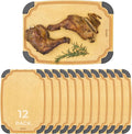 Essential Series Cutitng Board for Kitchen- Natural Wood Fiber, Dishwasher Safe, Eco-Friendly, Juice Grooves, Non-slip Feet, Non-Porous, Reversible, BPA Free, Medium - 12" x 8", 12pcs Pack