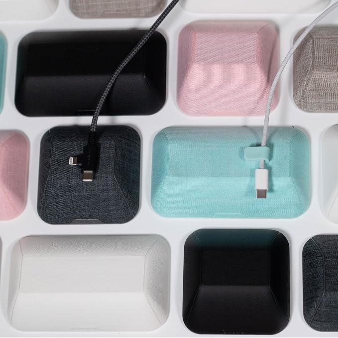 Smartish® Magnetic Cord Holder - Cable Wrangler Organizer with Magnet Clips for Charger Management on Desktop, Nightstand, or Side Table for All Cables, USB-C, Lightning Cables - Teal Me More