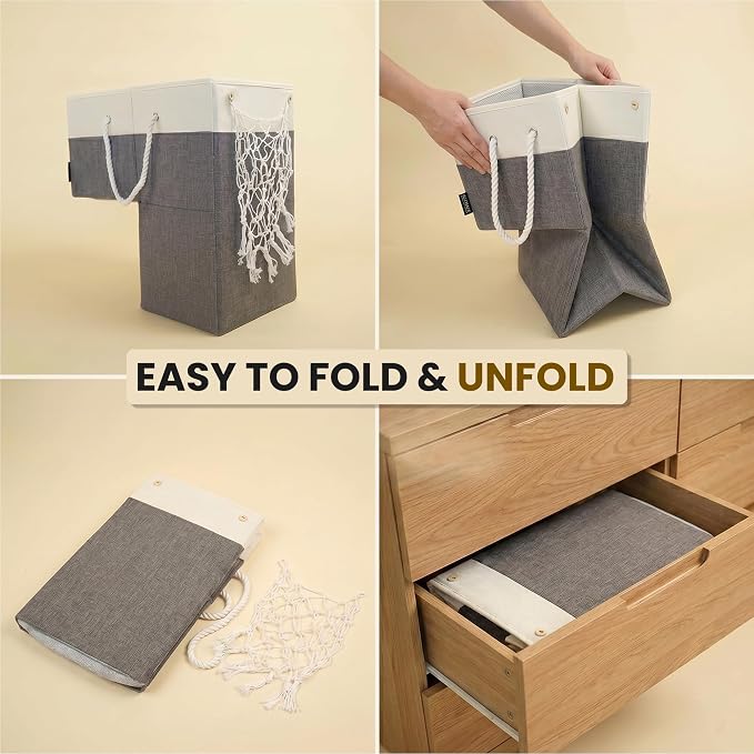 Stair Basket with Hammock for Carpeted & Wooden Stairs – Staircase Basket Organizer for Laundry, Toys, Books, Blankets & Household Storage - Large Stairstep Basket Bin with Cotton Handle