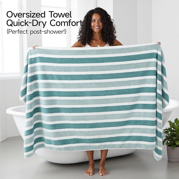 REDKISS 6-Piece Microfiber Bath Towel Set, Ultra Soft, Highly Absorbent & Quick Dry, 35x70 Inch Oversized, Green Towels for Bathroom, Spa, Gym, 2 Bath 2 Hand 2 Washcloths