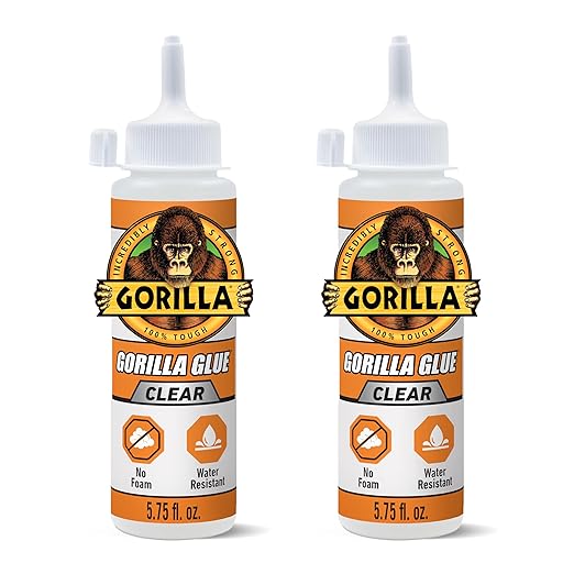 Gorilla Clear Glue, 5.75 Ounce Bottle (Pack of 2) - Crystal Clear, All Purpose, and Water Resistant