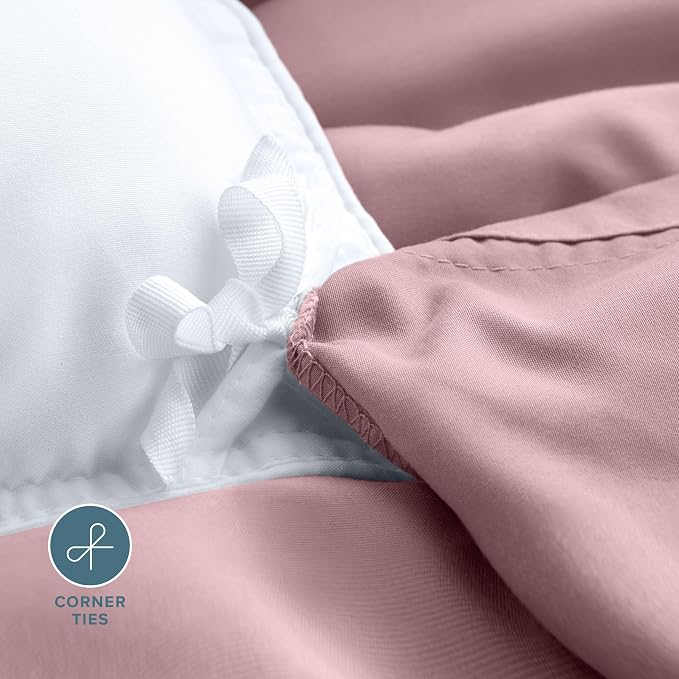 Bare Home Bedding Duvet Cover Queen Size - Premium 1800 Super Soft Collection - Lightweight, Cooling - Soft Breathable Bedding Duvet Cover (Queen, Dusty Pink)