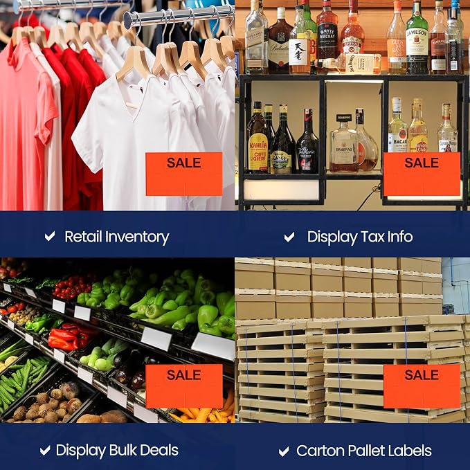 Pricing Labels for Monarch 1131 Sale Fluorescent Red - 160,000 Labels w/ 64 Rolls Value Pack, 8 Sleeves - Made in USA