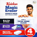 Kaidaa Magic Eraser Cleaning Sponge – Pack of 4 | Chemical-Free Melamine Foam Eraser for Walls, Kitchen, Bathroom, Shoes | Tough on Stains, Gentle on Surfaces