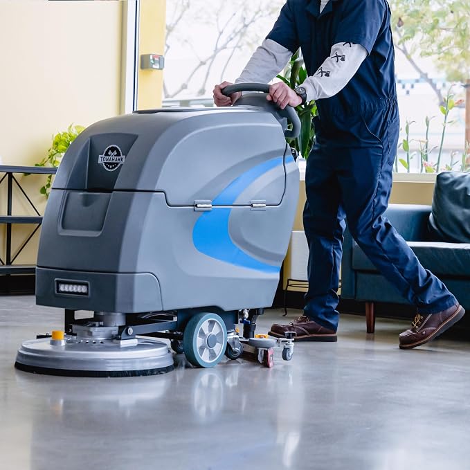 20” Auto Floor Scrubber Cleaner with Power Mop Brush Squeegee Cordless 24V Battery Powered