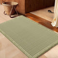 IM HOME Waffle Bath Mat Green 32"x20", Boho Woven Modern Bath Mat Rugs, Absorbent Non Slip Bathroom Rugs, Soft Washable Bath Rugs with Tassels for Bedroom, Kitchen, Shower, Tub