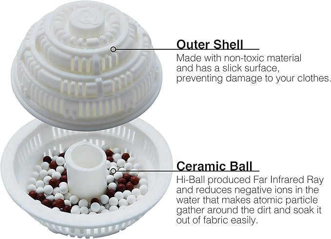 Premium Detergent-Free Washing Machine Balls by Eco Hi-Ball – Save on Laundry Detergent – Naturally Washes Clothes Amazingly with Infrared Ceramic Beads – Safe & Reusable for 1000 Washes | 2-Pack