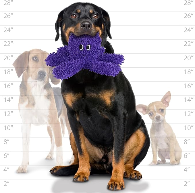 MIGHTY Tuffy Microfiber Medium Ball Octopus Dog Toy | Ultra Durable Plush Toy with Multiple Layers & Reinforced Seams , Washable and Floats , Mighty® Construction