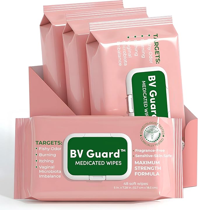 Bacterial Vaginosis Feminine Wipes for Odor, Itching, Burning & Discharge | Vaginal Wipes Helps with Vaginal Microbiota Imbalance | Intimate Health & Hygiene | 48 Flushable Wipes Pack of 4