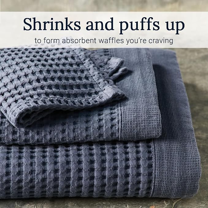 GILDEN TREE Waffle Bath Sheet Quick Dry Towel, Thin Luxury Bath Towels, Bath Sheets 40x80 Large Bath Towels, Modern Style (Midnight Blue)