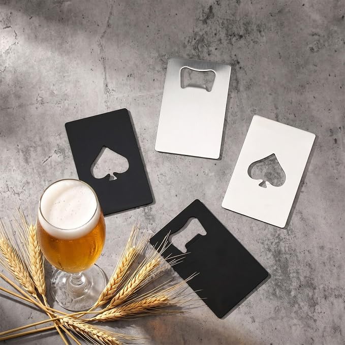 60 Pcs Credit Card Bottle Opener Groomsmen Bridesmaid Wallet Bottle Opener Beer Wine Stainless Steel for Wallet Pocket Party Wedding Favor (Playing Card & Classic)