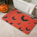 TYUU Halloween Bath Mat, Thin Halloween Bathroom Rug Non Slip Quick Dry Bat Bath Mat Fits Under Door Thin Floor Mat Halloween Decor, 17''x30'', Gothic Bats Orange