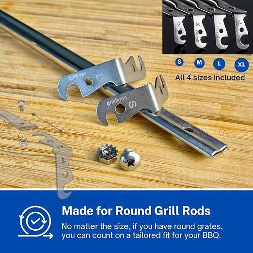 Premium Grill Scraper for Outdoor Grill with Round Grates - Bristle Free Grill Brush for Outdoor Grill - BBQ Grill Grate Cleaner Cleans Top and Bottom of Grill Without Lifting Grates