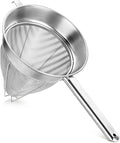 New Star Foodservice Chinois Mesh Strainer, Stainless Steel, Reinforced, Extra Fine Mesh, 10-Inch