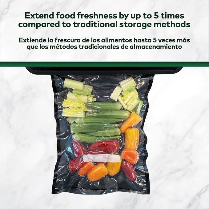 Resealable Vacuum Seal Zipper Bags 15" x 20" (50 Count) 5.5 Mil (Black & Clear) BPA Free Heavy-Duty Commercial Grade Reclosable Storage Bag, Sous Vide, Meal Prep, Freezer Storage & Food Preservation