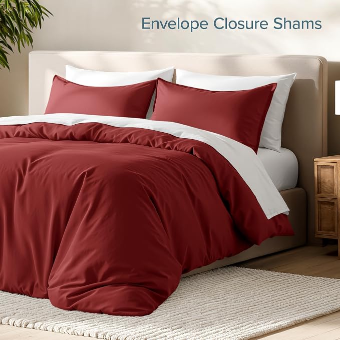 Bare Home Bedding Duvet Cover Queen Size - Premium 1800 Super Soft Collection - Lightweight, Cooling - Soft Breathable Bedding Duvet Cover (Queen, Rosewood)
