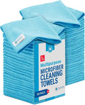 12" x 12" Microfiber Cleaning Cloths (50 Pack) - Reusable Towels, Wash Rags, Dust Cloth, All-Purpose: Kitchen, Dish, Cars, Shop, Glass (Blue)