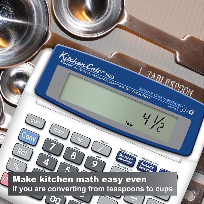 Calculated Industries 8305 KitchenCalc PRO Recipe Conversion Calculator | Countertop Culinary Math Calc with 2 Timers for Recipe Scaling, Chefs, Bakers, Brewers, BBQers, Students & Home Cooks