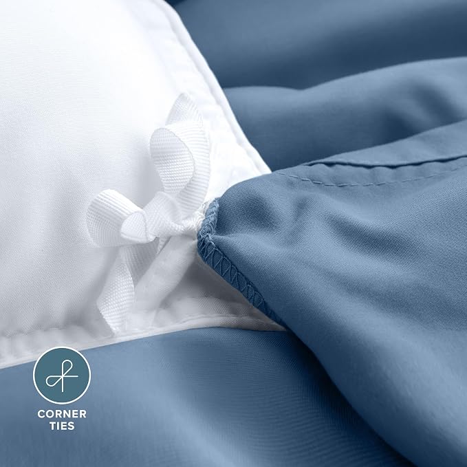 Bare Home Bedding Duvet Cover Queen Size - Premium 1800 Super Soft Collection - Lightweight, Cooling Duvet Cover - Soft Breathable Bedding (Queen, Coronet Blue)