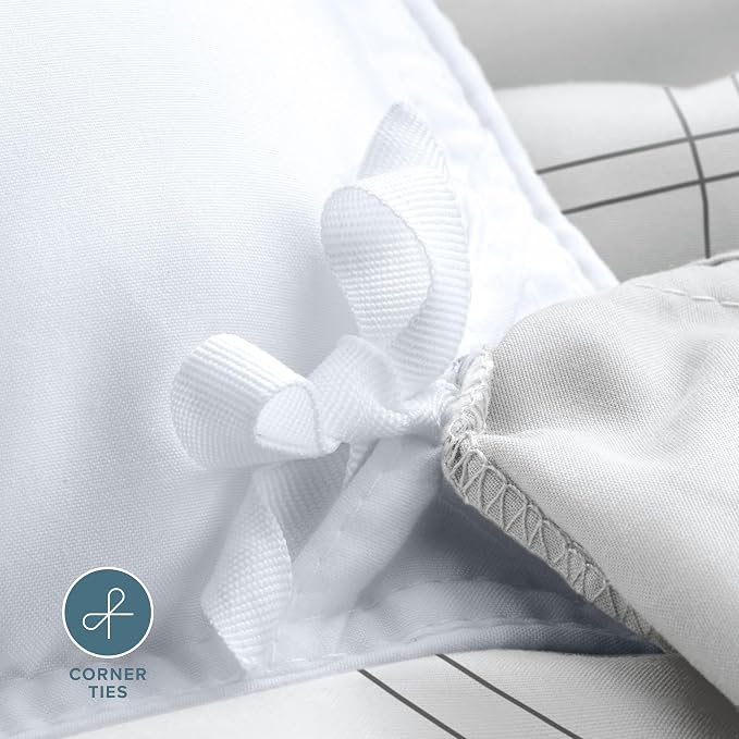 Bare Home Duvet Cover - Full Size Bedding Set - Premium 1800 Super Soft Collection - Lightweight, Cooling - Soft Breathable Duvet Cover (Full, Modern Plaid - White/Grey)
