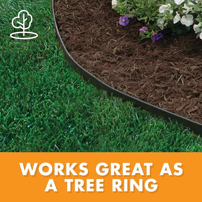 EasyFlex Heavy-Duty No-Dig Landscape Edging with Anchoring Spikes, 1.7 in. Tall Straight Top Commercial Grade Plastic Garden Border, 20 Foot Kit, Black